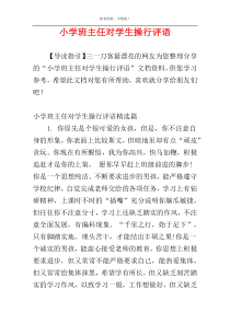 小学班主任对学生操行评语