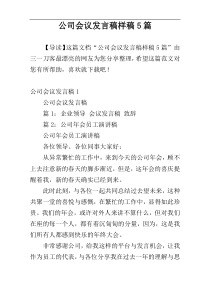 公司会议发言稿样稿5篇