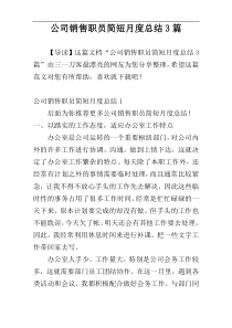 公司销售职员简短月度总结3篇