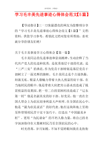 学习毛丰美先进事迹心得体会范文【5篇】