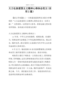 大力弘扬爱国主义精神心得体会范文（实用2篇）