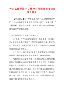 大力弘扬爱国主义精神心得体会范文（精编2篇）