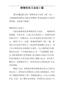 销售的实习总结3篇