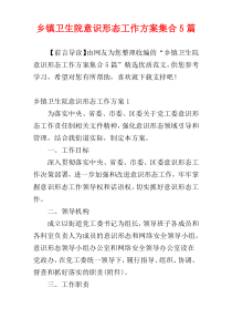 乡镇卫生院意识形态工作方案集合5篇