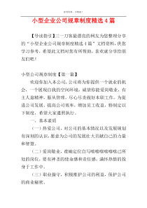 小型企业公司规章制度精选4篇