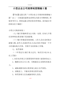 小型企业公司规章制度精编5篇