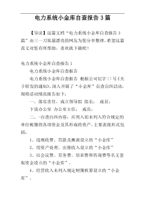 电力系统小金库自查报告3篇