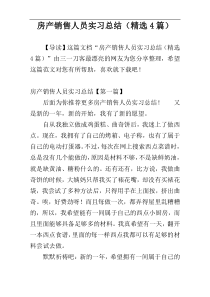 房产销售人员实习总结（精选4篇）