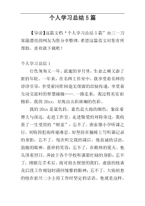 个人学习总结5篇