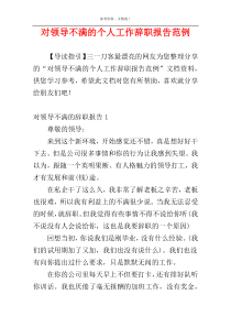 对领导不满的个人工作辞职报告范例