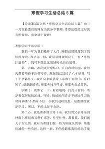 寒假学习生活总结5篇