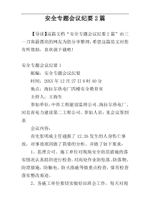 安全专题会议纪要2篇