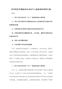 青年党员专题组织生活会个人检视剖析材料文稿