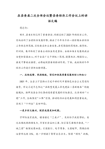 在县委届二次全体会议暨县委经济工作会议上的讲话文稿