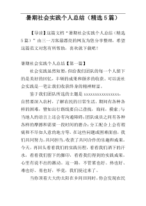 暑期社会实践个人总结（精选5篇）