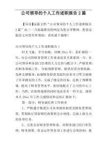 公司领导的个人工作述职报告2篇