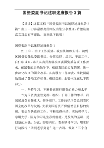 国资委副书记述职述廉报告3篇