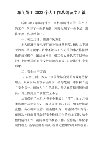 车间员工2022个人工作总结范文5篇