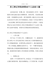 员工转正审批表简洁个人总结5篇