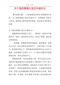 关于我的寒假计划五年级作文