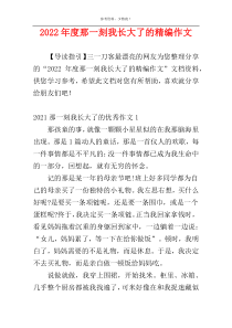 2022年度那一刻我长大了的精编作文