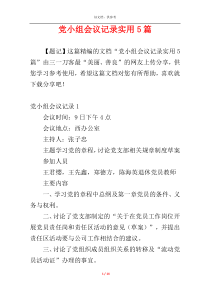 党小组会议记录实用5篇