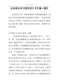 去电视台实习报告范文【汇编4篇】