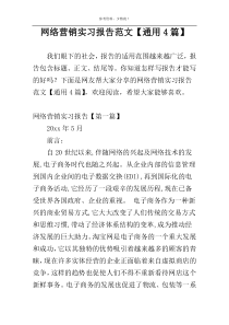 网络营销实习报告范文【通用4篇】