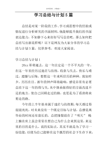 学习总结与计划5篇