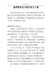 做销售的实习报告范文3篇