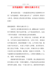 实用温暖的一缕阳光满分作文