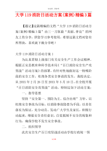 大学119消防日活动方案(案例)精编3篇