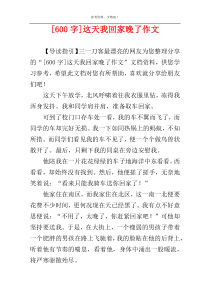 [600字]这天我回家晚了作文