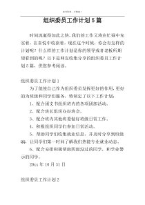 组织委员工作计划5篇