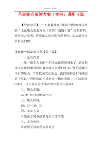 圣诞晚会策划方案（实例）通用4篇