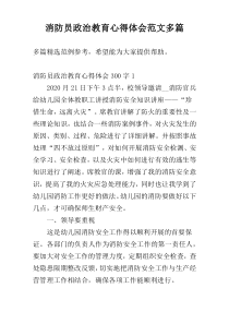 消防员政治教育心得体会范文多篇