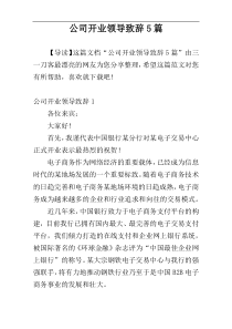 公司开业领导致辞5篇