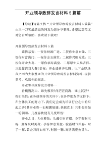 开业领导致辞发言材料5篇篇