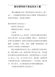 新任领导班子表态发言5篇