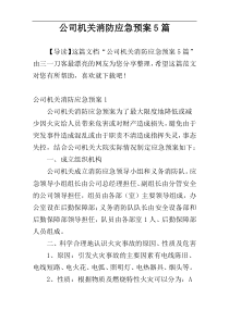 公司机关消防应急预案5篇