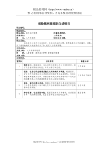 保险福利管理岗位说明书