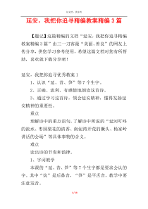 延安，我把你追寻精编教案精编3篇