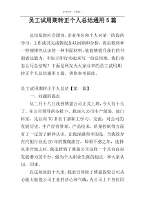 员工试用期转正个人总结通用5篇