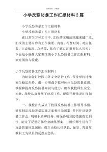 小学反恐防暴工作汇报材料2篇