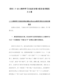 党的二十20大精神学习交流发言稿与报告宣讲稿范文2篇