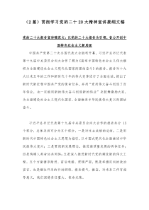 （2篇）贯彻学习党的二十20大精神宣讲提纲文稿