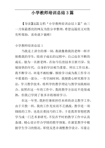 小学教师培训总结3篇