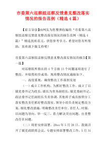 市委第六巡察组巡察反馈意见整改落实情况的报告范例（精选4篇）