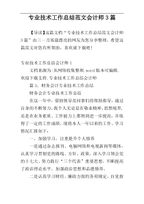 专业技术工作总结范文会计师3篇