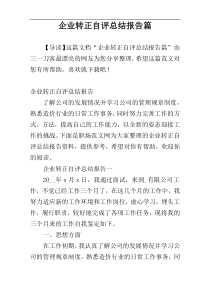 企业转正自评总结报告篇